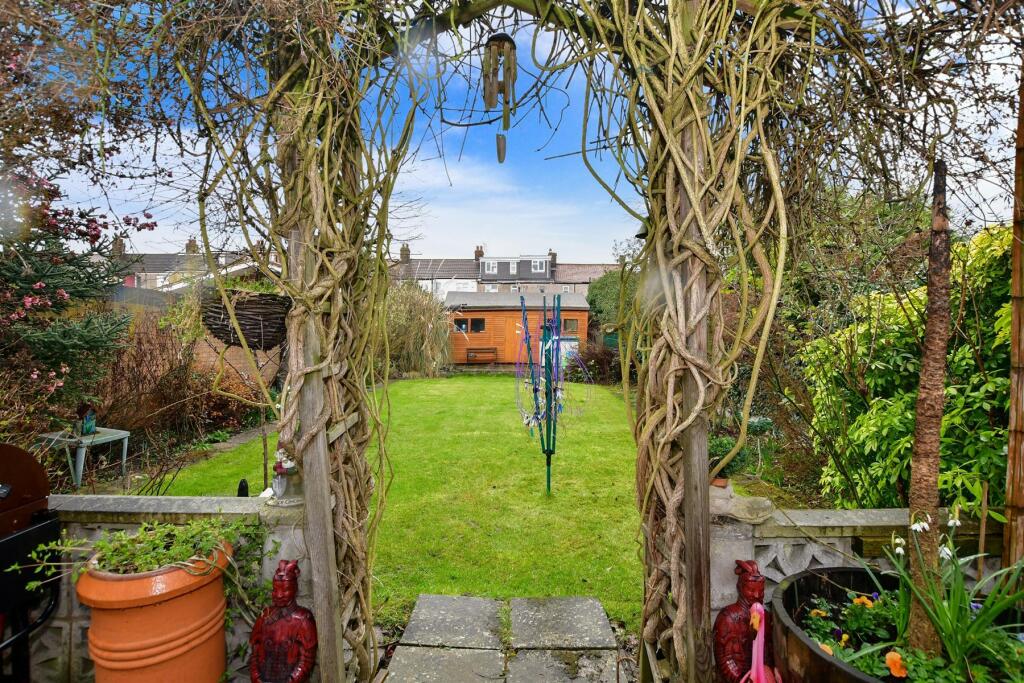 View of garden towards shed end